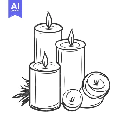 Artistic illustration of several lit candles and decorative accents