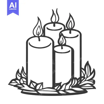 Several lit candles surrounded by stylized leaves and foliage arrangem