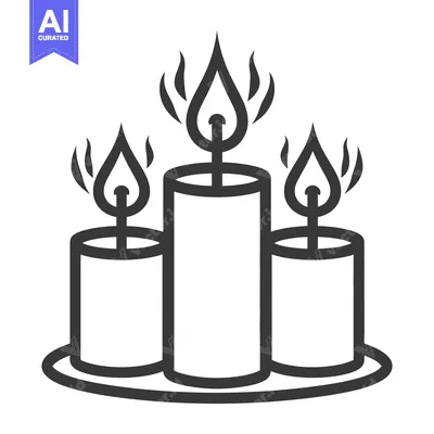 Three Lit Candles In Black And White Arranged Together