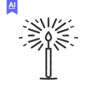 Aset desain premium: Candle with Flame and Radiating Light Rays