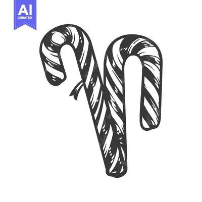 Popular premium asset: Two striped candy canes presented in a detailed monochrome artwork