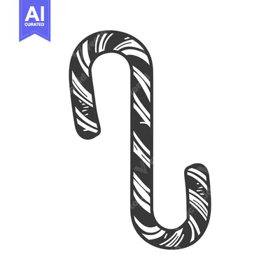 Aset premium populer: A black and white candy cane illustration on a white background