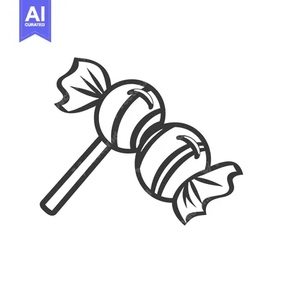 Aset premium populer: A Line Drawing Depicting Two Wrapped Round Lollipops Together