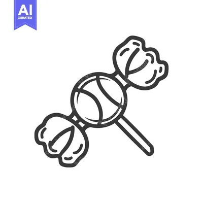 Premium design asset: A single illustration of a wrapped hard candy on a stick