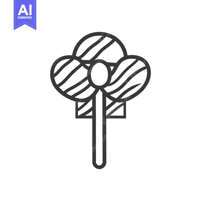 Aset desain premium: An illustrative outline of a striped candy lollipop design