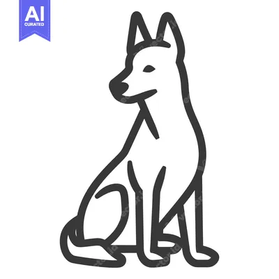 Premium design asset: A simple black and white line art image of a dog
