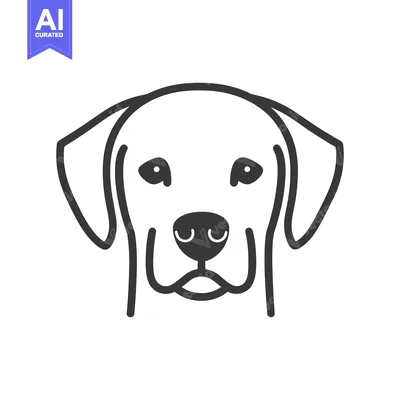 Aset premium populer: A simplified black and white line drawing of a dog head