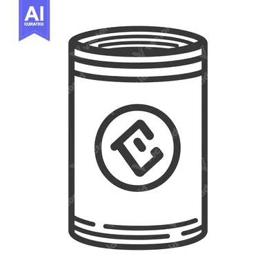 Aset desain premium: An outlined illustration shows a cylindrical food container design