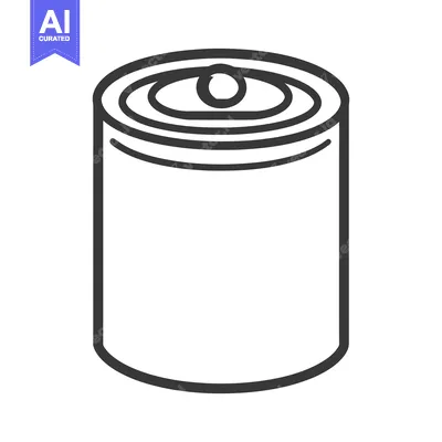 Aset premium populer: Simple black line drawing of a cylindrical food can