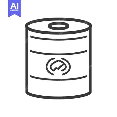Premium design asset: A simple drawing showing an illustrated metal container with label