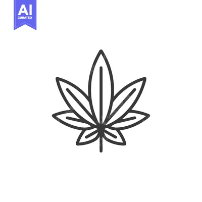 Popular premium asset: Minimalist Cannabis Leaf Icon: Bold Outline on White Background