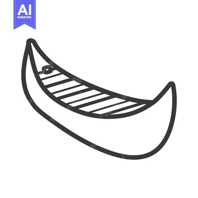 Premium design asset: A simple monochrome illustration showing a small watercraft canoe