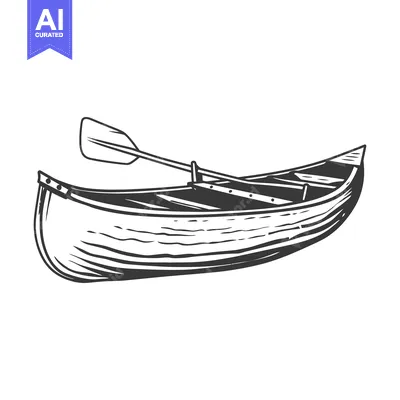 Aset desain premium: A small wooden boat with one paddle illustration