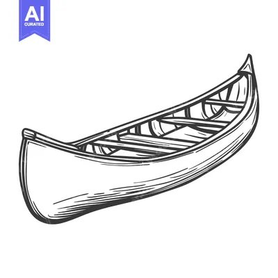 Popular premium asset: A detailed illustration of an empty wooden canoe on white background