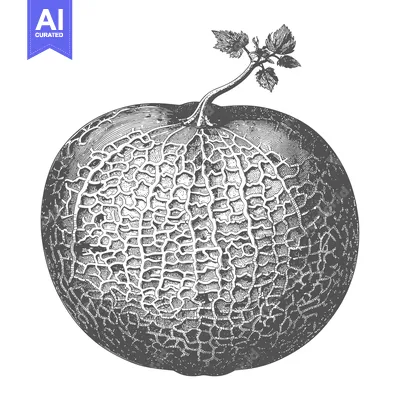 Aset premium populer: Detailed Engraving of a Single Honeydew Melon