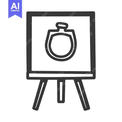 Popular premium asset: An artistic painting on a wooden easel with a simple bottle image
