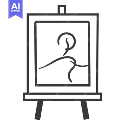 Aset desain premium: An abstract artistic rendering presented on a wooden easel