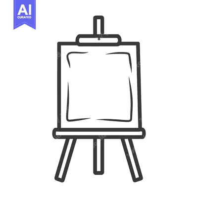 Aset premium populer: Simple black and white line drawing of an art easel