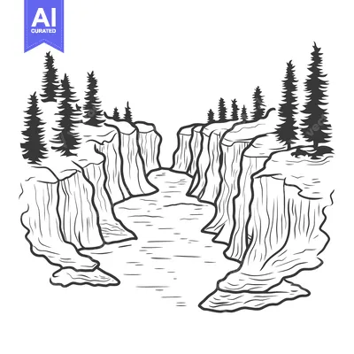 Popular premium asset: A detailed black and white landscape illustration featuring a river an