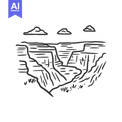 Aset premium populer: A graphic illustration of a canyon landscape with clouds above it