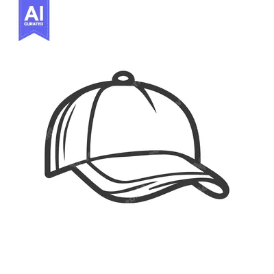 Aset desain premium: A simple black and white illustration depicting a baseball cap