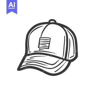 Premium design asset: Simple monochrome illustration depicting a baseball cap with a bill