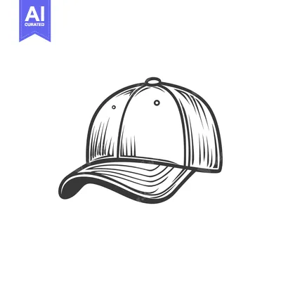 Aset desain premium: A stylish monochrome cap illustration against a clean white background