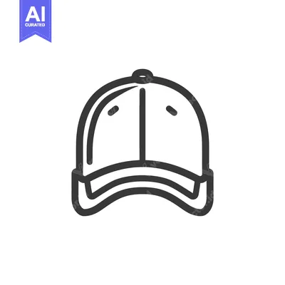 Aset desain premium: A simple outlined graphic of a classic baseball style cap