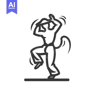 Premium design asset: Simple black line drawing of a monkey in active pose