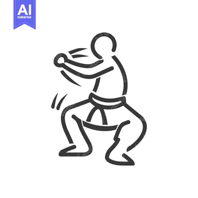 Aset desain premium: Simple illustration of a person demonstrating a martial arts stance