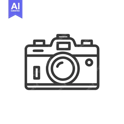 Aset premium populer: Minimalist Camera Icon: Clean Line Art Style on White Background