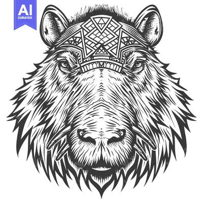 Aset desain premium: Capybara Head with Geometric Pattern