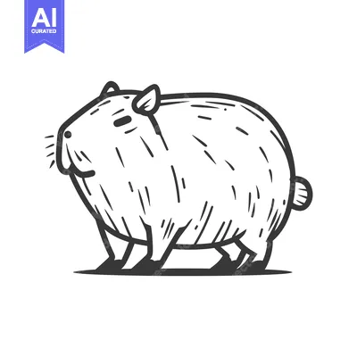 Popular premium asset: A simple black and white illustration of a large rodent