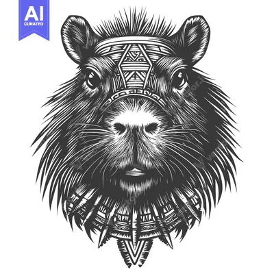 Aset premium populer: Capybara Portrait with Tribal Ornamentation