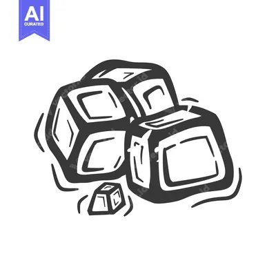Aset desain premium: A grouping of ice cubes in black and white style