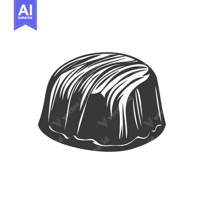 Aset premium populer: A single drawn image depicting a dark round shaped confectionery treat
