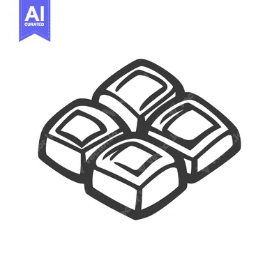 Popular premium asset: Black and white illustration showing four squared pieces of chocolate