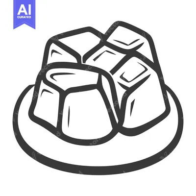 Aset desain premium: Several square shaped food portions sitting atop a plate