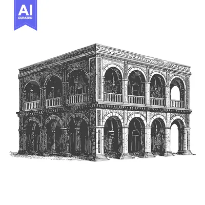 Aset premium populer: Engraving of a grand classical style building