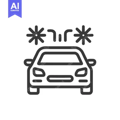 Aset desain premium: Car Wash Icon: Modern Line Art Depicting Vehicle Cleaning Process with