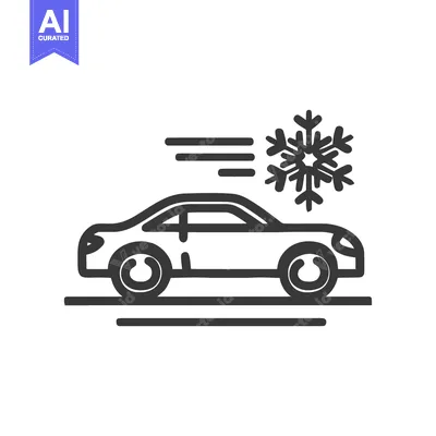 Popular premium asset: Car Air Conditioning System Icon with Snowflake and Speed Lines, Black