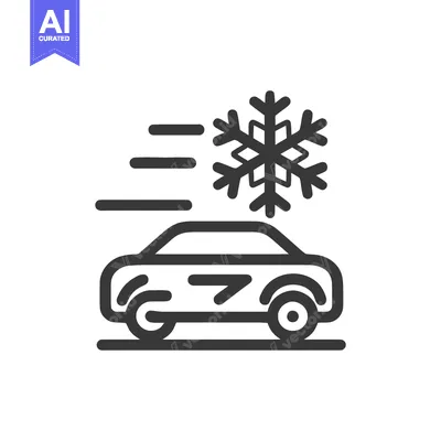 Popular premium asset: Winter Car Icon: Vehicle with Snowflake and Speed Lines, Minimalist De