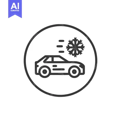 Aset premium populer: Car with Snowflake Icon: Winter Driving Symbol in Circle