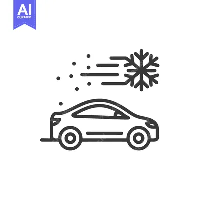Popular premium asset: Car Driving in Snowstorm: Minimalist Line Art Icon Illustration