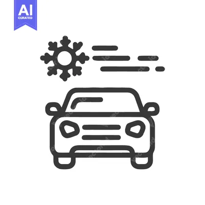 Popular premium asset: Car in Winter Weather: Outline Icon of Vehicle Driving Through Snow