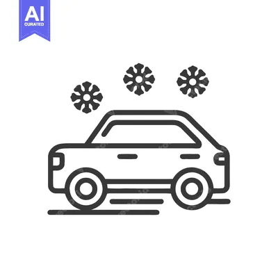 Premium design asset: Car in Snowfall: Minimalist Vector Icon with Winter Weather