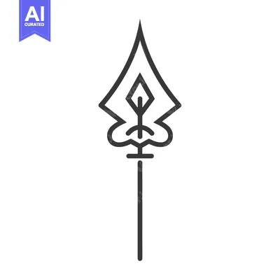 Aset premium populer: A simple minimalist black and white spear icon illustration