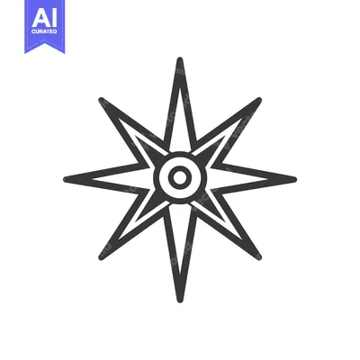 Aset premium populer: A black geometric star with eight symmetrical pointed arms