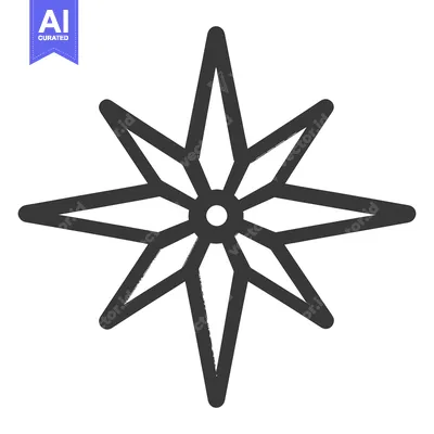 Aset desain premium: A stylized illustration featuring an eight pointed star shape