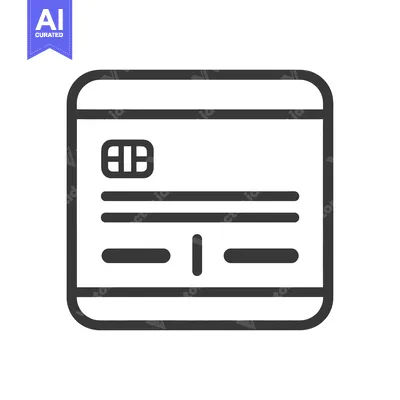 Aset desain premium: A simple outlined illustration of a credit card icon
